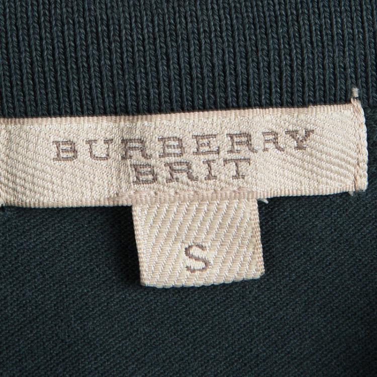 Pre Owned Burberry Brit Dark Green Short Sleeve Polo T-Shirt S