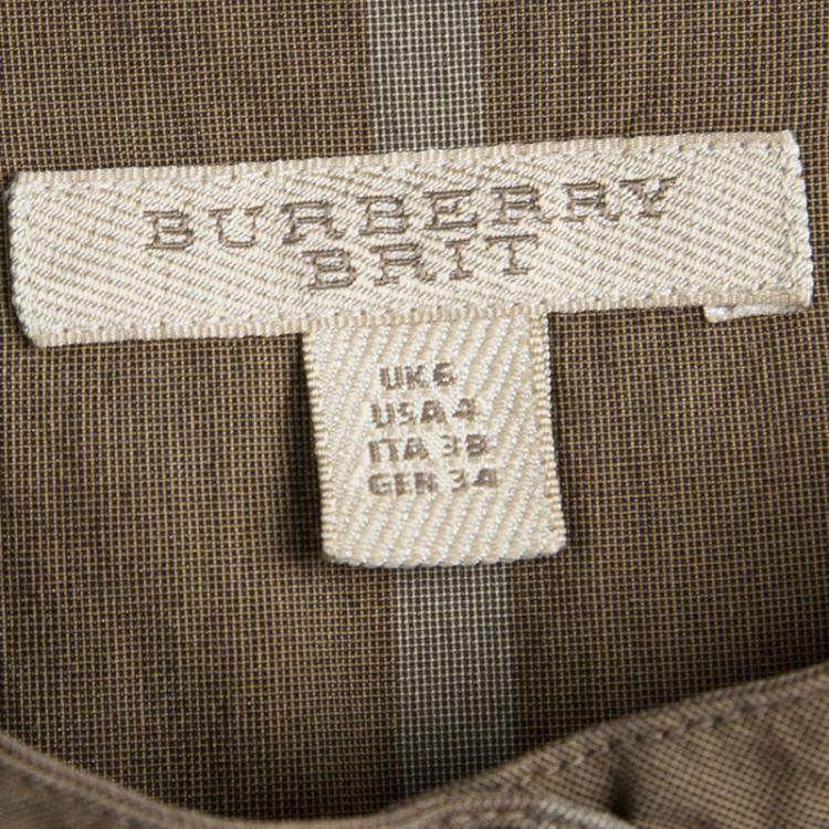 Pre Owned Burberry Brit Brown Checked Sleeveless Belted Shirt Dress S