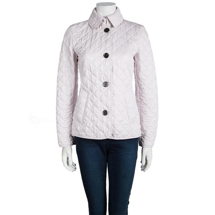 Pre Owned Burberry Light Pink Diamond Quilted Button Front Jacket XS