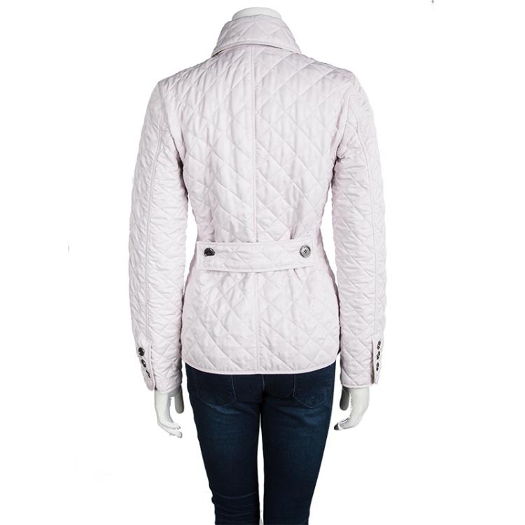 Pre Owned Burberry Light Pink Diamond Quilted Button Front Jacket XS