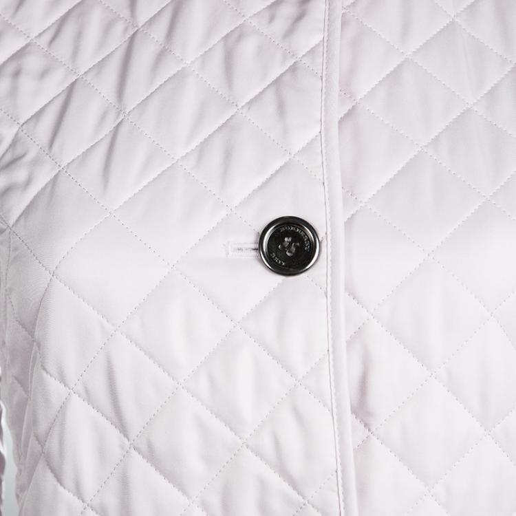 Pre Owned Burberry Light Pink Diamond Quilted Button Front Jacket XS
