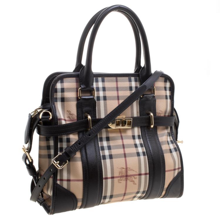 Pre Owned Burberry Brown Haymarket Check PVC Minford Satchel