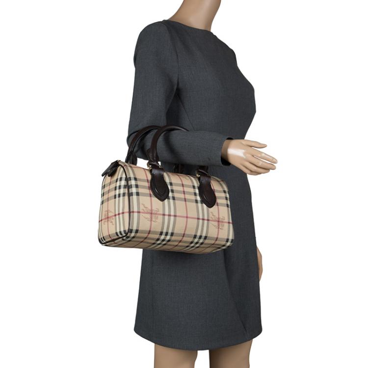 مملوكة مسبقًا Burberry Choco Brown Haymarket Check PVC Chester Bowling Bag