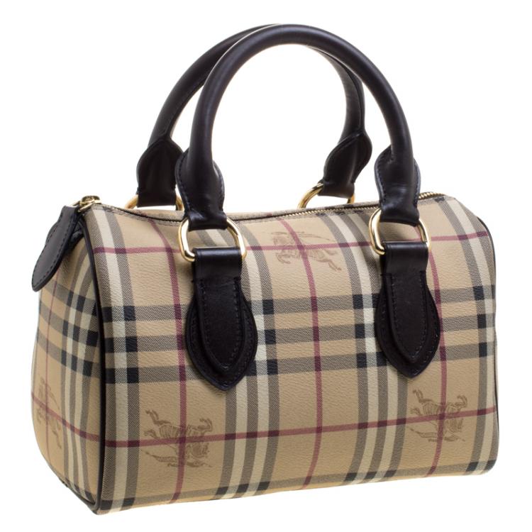 مملوكة مسبقًا Burberry Choco Brown Haymarket Check PVC Chester Bowling Bag