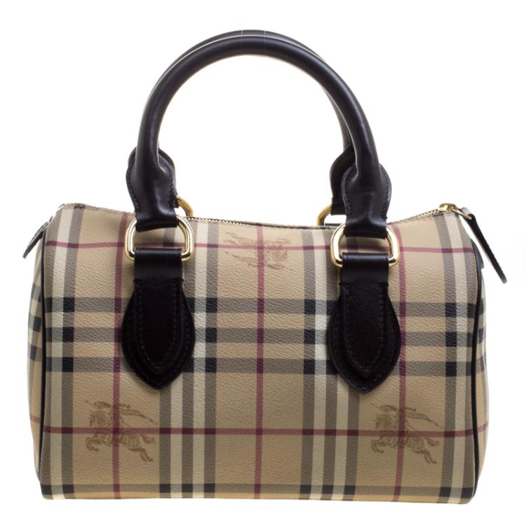 مملوكة مسبقًا Burberry Choco Brown Haymarket Check PVC Chester Bowling Bag