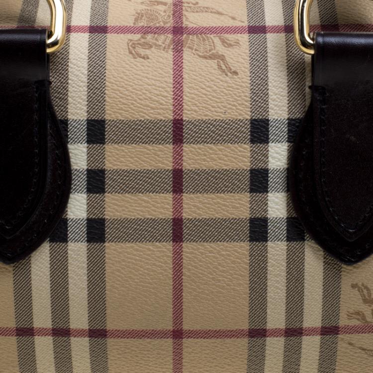 مملوكة مسبقًا Burberry Choco Brown Haymarket Check PVC Chester Bowling Bag