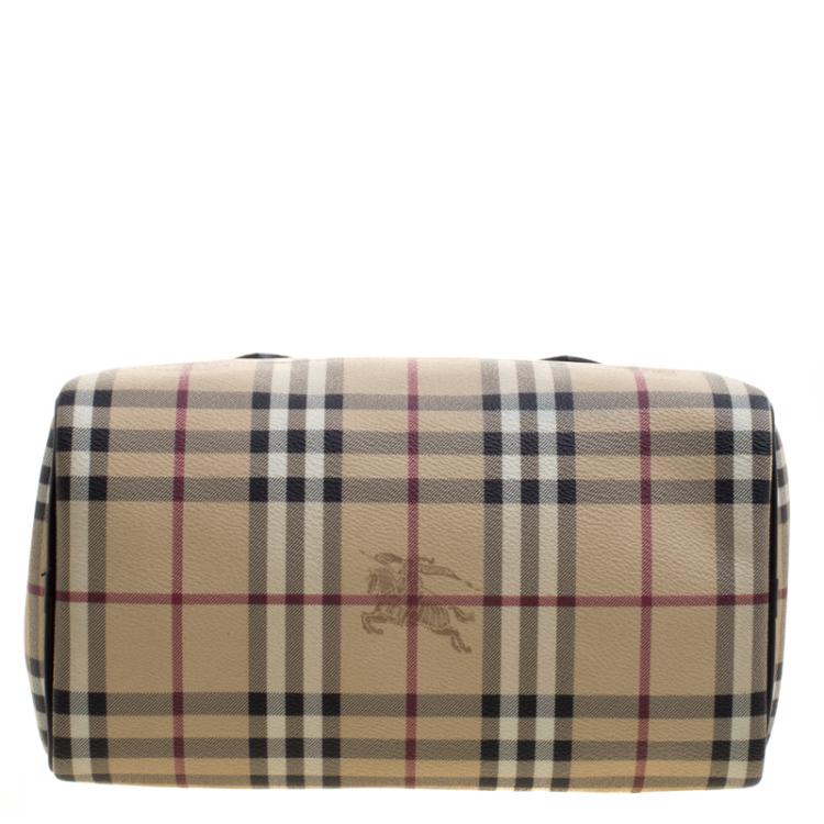 مملوكة مسبقًا Burberry Choco Brown Haymarket Check PVC Chester Bowling Bag