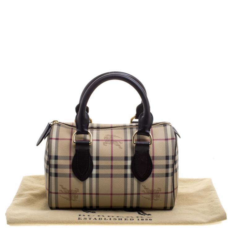 مملوكة مسبقًا Burberry Choco Brown Haymarket Check PVC Chester Bowling Bag