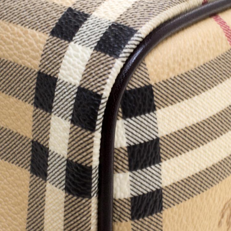 مملوكة مسبقًا Burberry Choco Brown Haymarket Check PVC Chester Bowling Bag