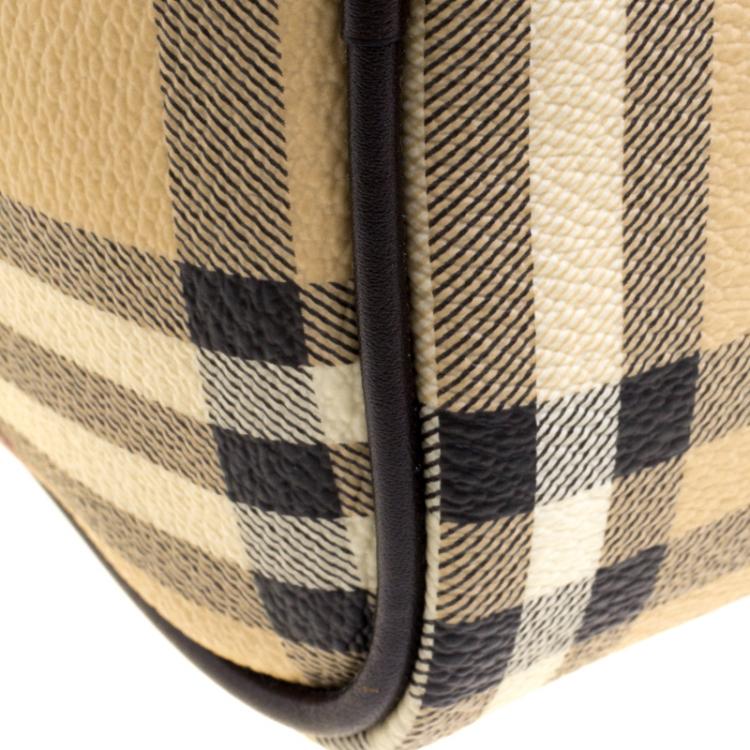مملوكة مسبقًا Burberry Choco Brown Haymarket Check PVC Chester Bowling Bag