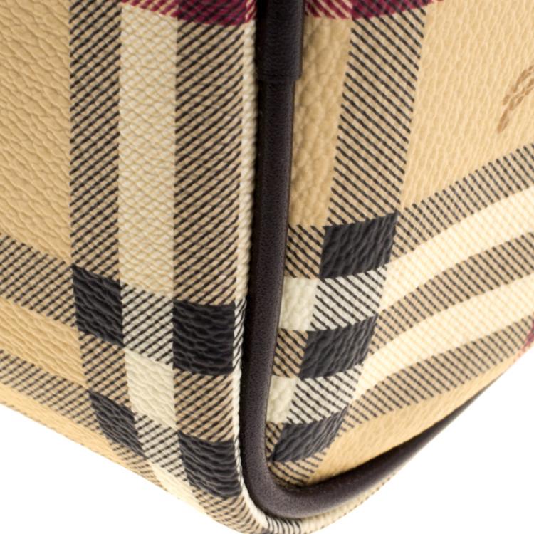 مملوكة مسبقًا Burberry Choco Brown Haymarket Check PVC Chester Bowling Bag