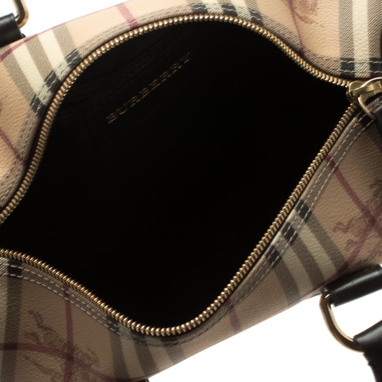 Pre Owned Burberry Brown Haymarket Check PVC Chester Bowling Bag