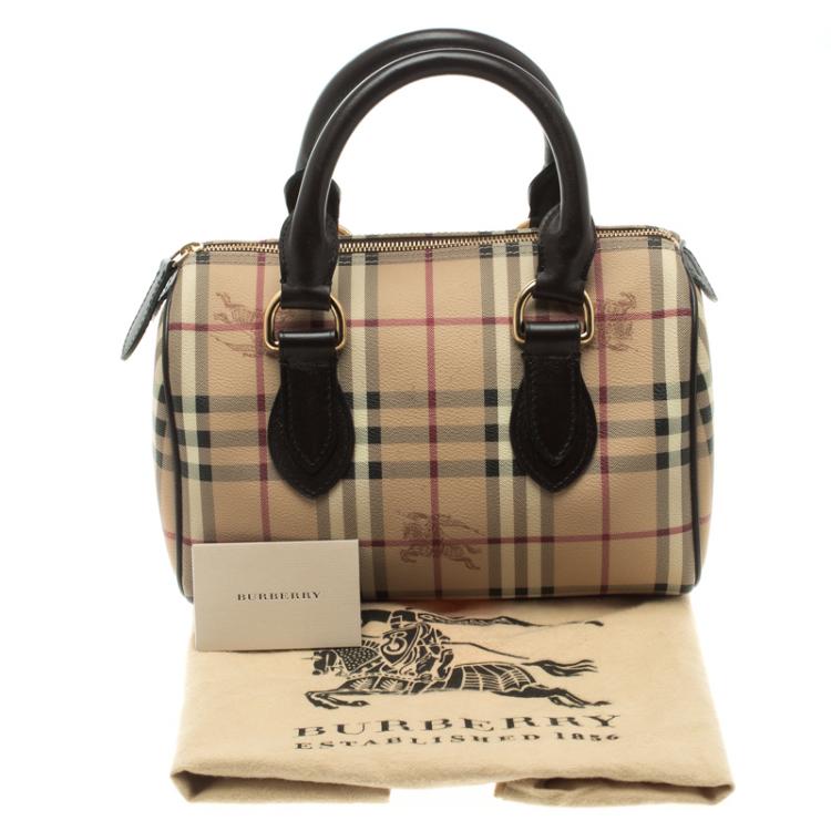 Pre Owned Burberry Brown Haymarket Check PVC Chester Bowling Bag
