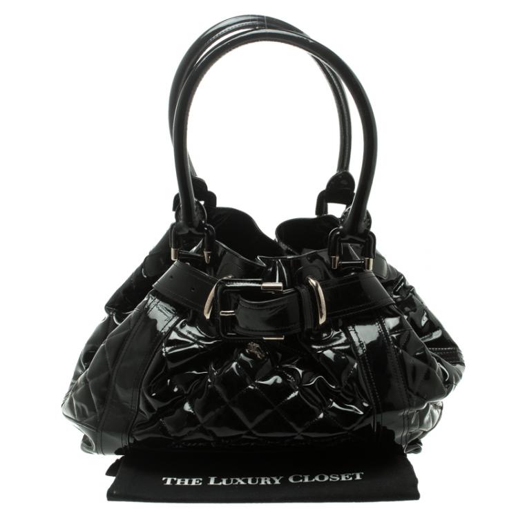 Pre Owned Burberry Black Patent Leather Beaton Satchel