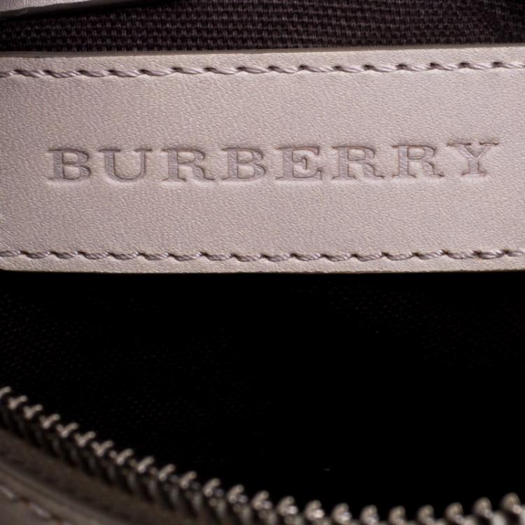 Pre Owned Burberry Beige Smoked Check PVC Small Chester Boston Bag
