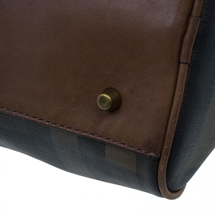 Pre Owned Burberry Brown Nova Check Leather Boston Bag