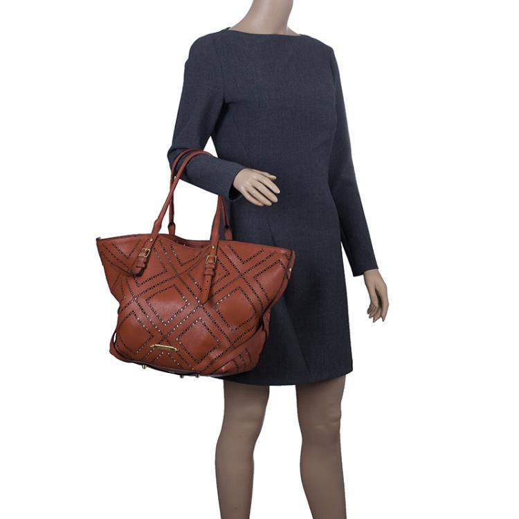 Pre Owned Burberry Brown Leather Dinton Shopper Tote 