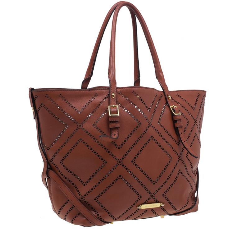Pre Owned Burberry Brown Leather Dinton Shopper Tote 