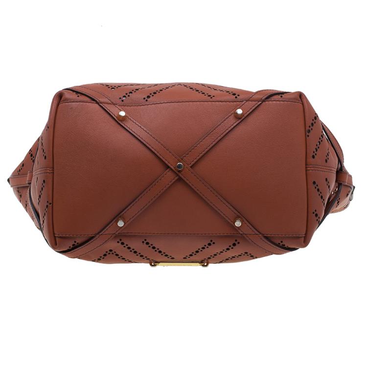 Pre Owned Burberry Brown Leather Dinton Shopper Tote 