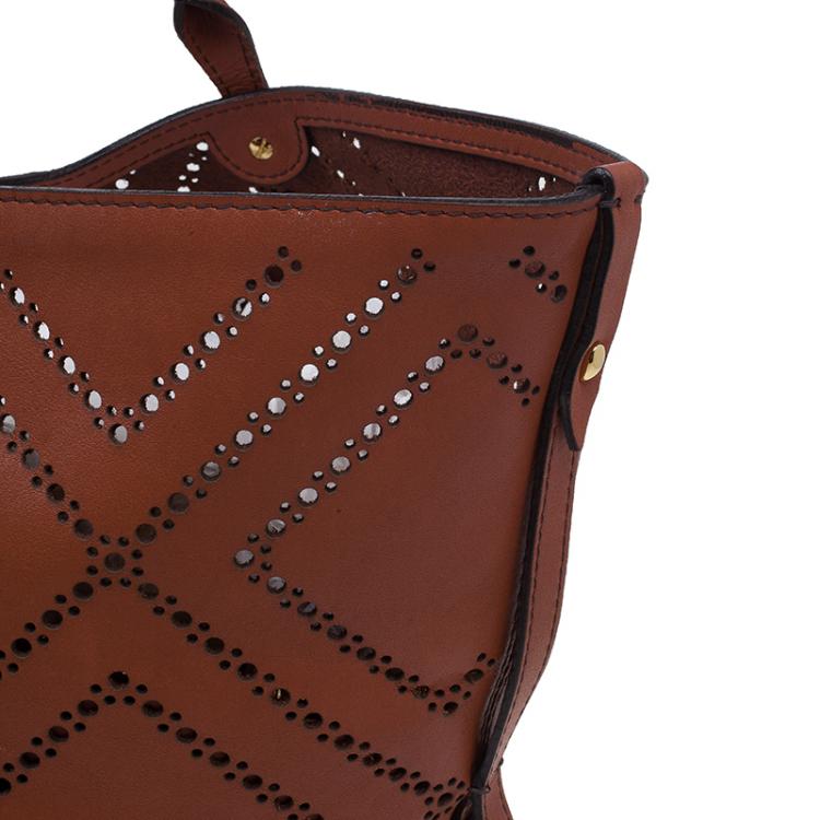 Pre Owned Burberry Brown Leather Dinton Shopper Tote 