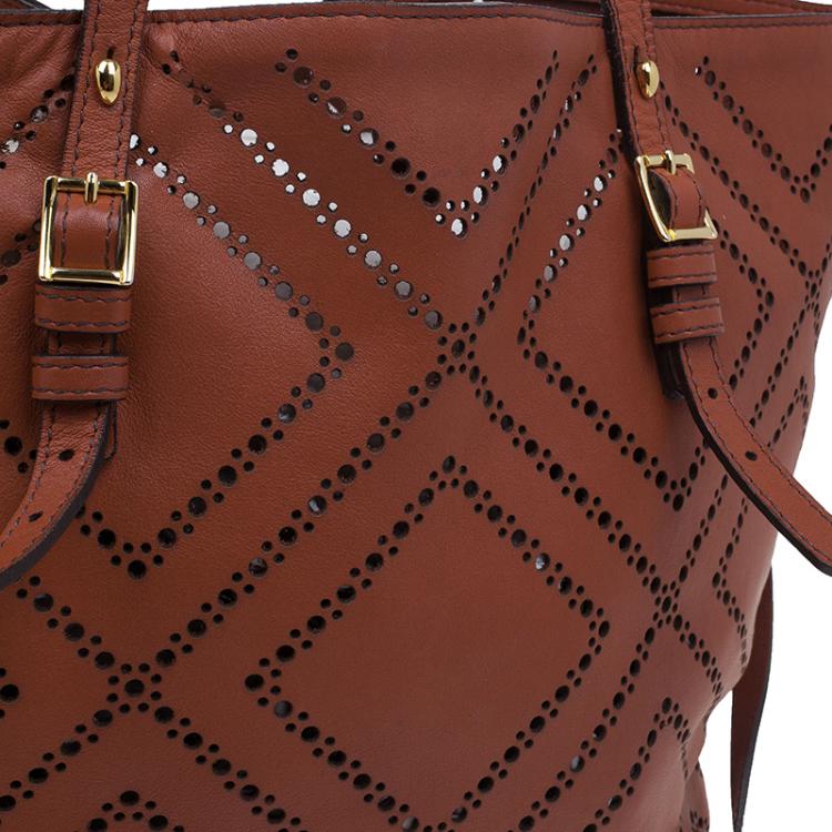 Pre Owned Burberry Brown Leather Dinton Shopper Tote 