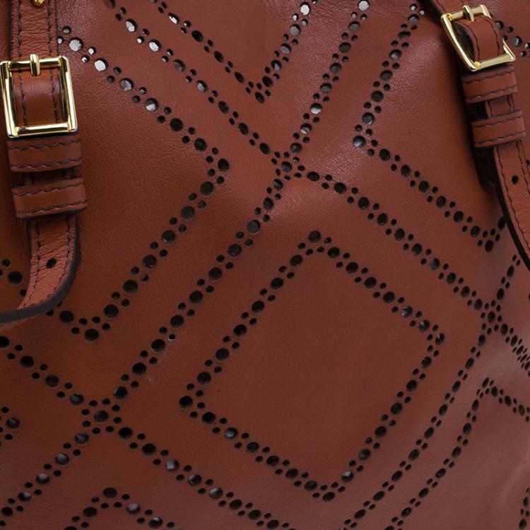 Pre Owned Burberry Brown Leather Dinton Shopper Tote 