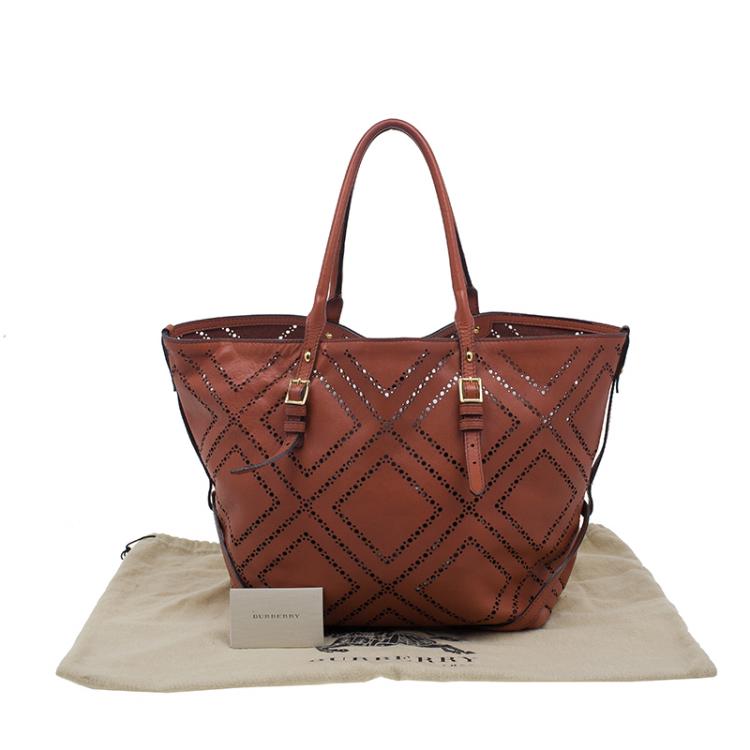 Pre Owned Burberry Brown Leather Dinton Shopper Tote 