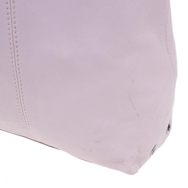 Pre Owned Burberry Pink Leather Drawstring Tote