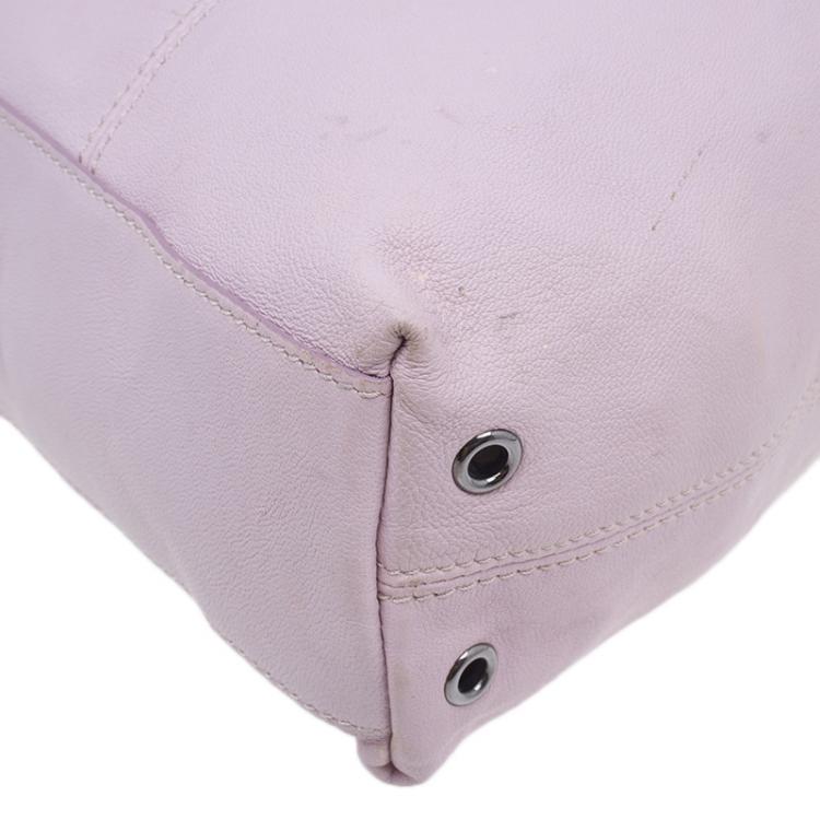 Pre Owned Burberry Pink Leather Drawstring Tote