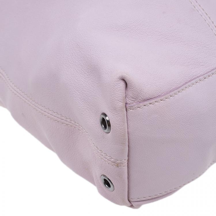 Pre Owned Burberry Pink Leather Drawstring Tote