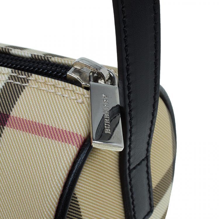 Pre Owned Burberry Beige Canvas Nova Check Barrel Bag