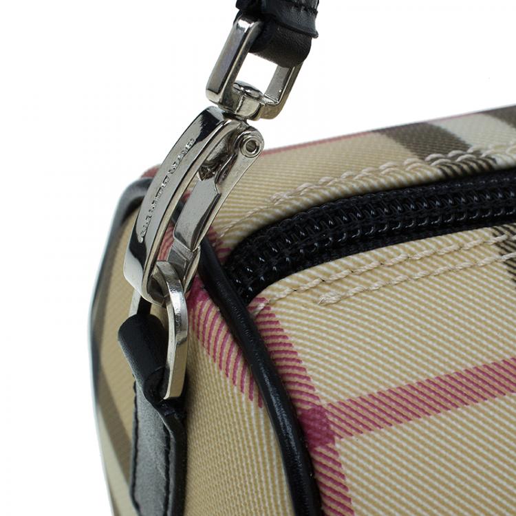 Pre Owned Burberry Beige Canvas Nova Check Barrel Bag