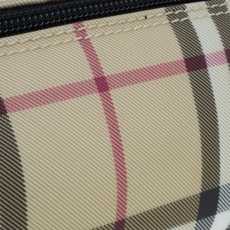 Pre Owned Burberry Beige Canvas Nova Check Barrel Bag