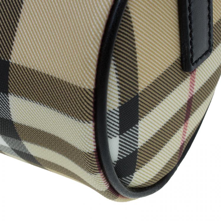 Pre Owned Burberry Beige Canvas Nova Check Barrel Bag
