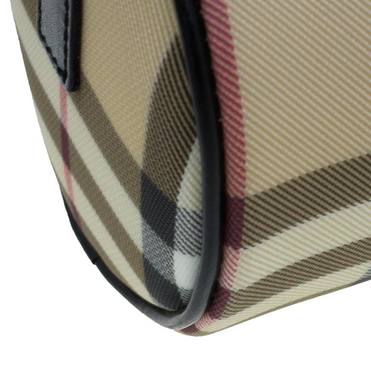 Pre Owned Burberry Beige Canvas Nova Check Barrel Bag