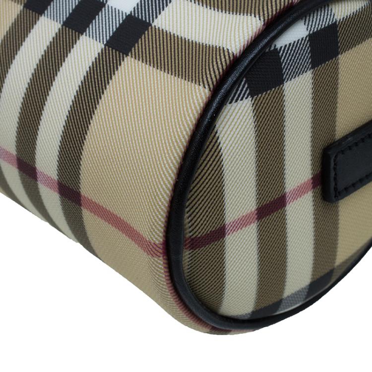 Pre Owned Burberry Beige Canvas Nova Check Barrel Bag