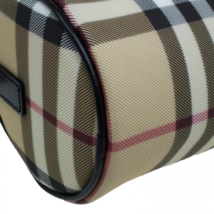 Pre Owned Burberry Beige Canvas Nova Check Barrel Bag