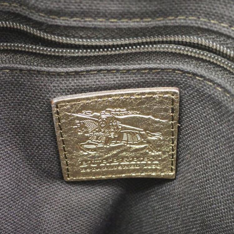 Pre Owned Burberry Haymarket Check Coated Canvas Small Thornley Bowling Bag
