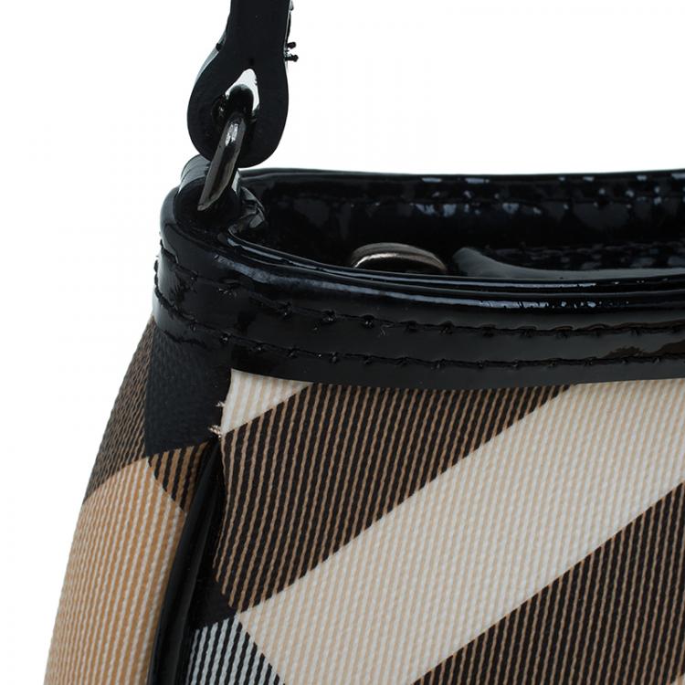 Pre Owned Burberry Black/Beige Nova Check Coated Canvas Mini Pochette Bag