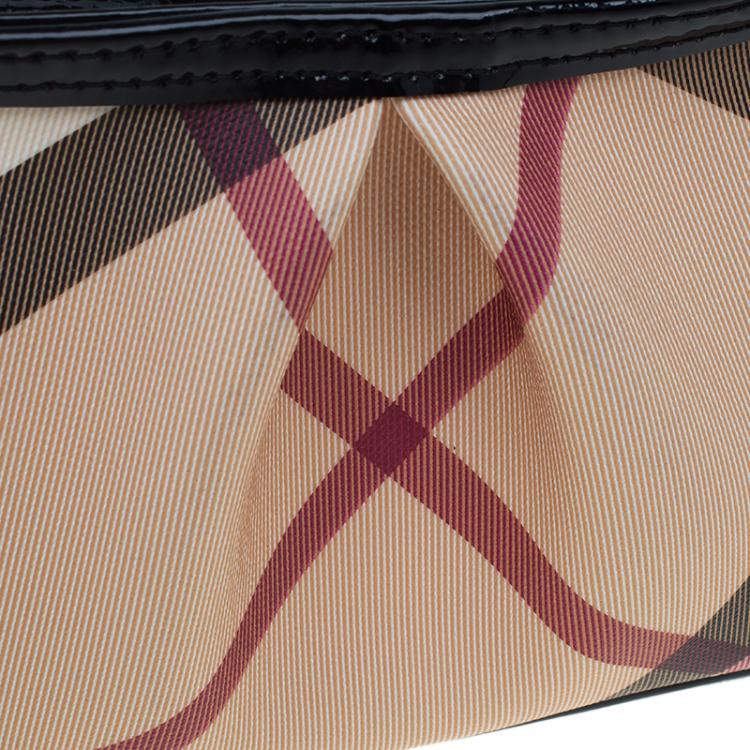 Pre Owned Burberry Black/Beige Nova Check Coated Canvas Mini Pochette Bag