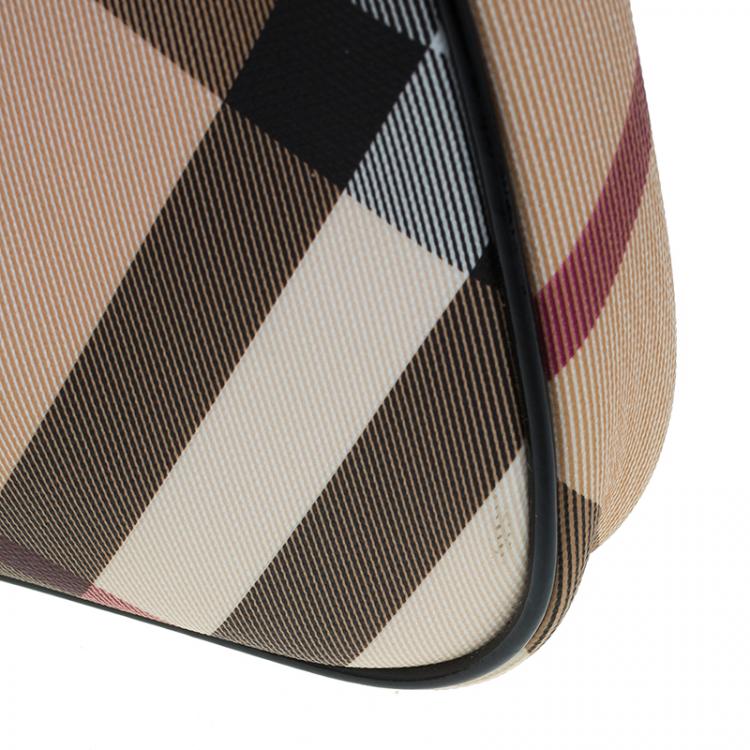 Pre Owned Burberry Black/Beige Nova Check Coated Canvas Mini Pochette Bag