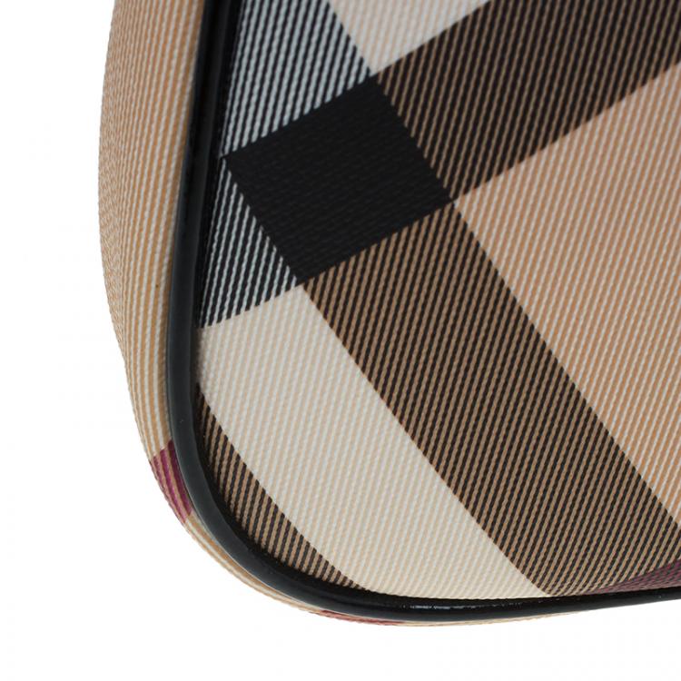 Pre Owned Burberry Black/Beige Nova Check Coated Canvas Mini Pochette Bag