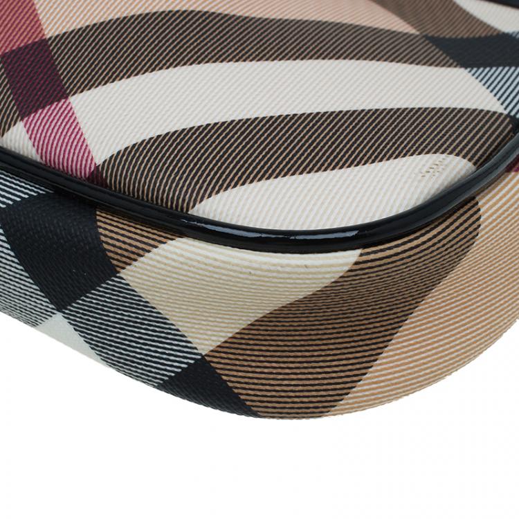 Pre Owned Burberry Black/Beige Nova Check Coated Canvas Mini Pochette Bag