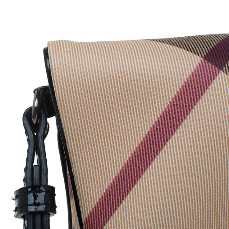 Pre Owned Burberry Black/Beige Nova Check Coated Canvas Foldover Clutch