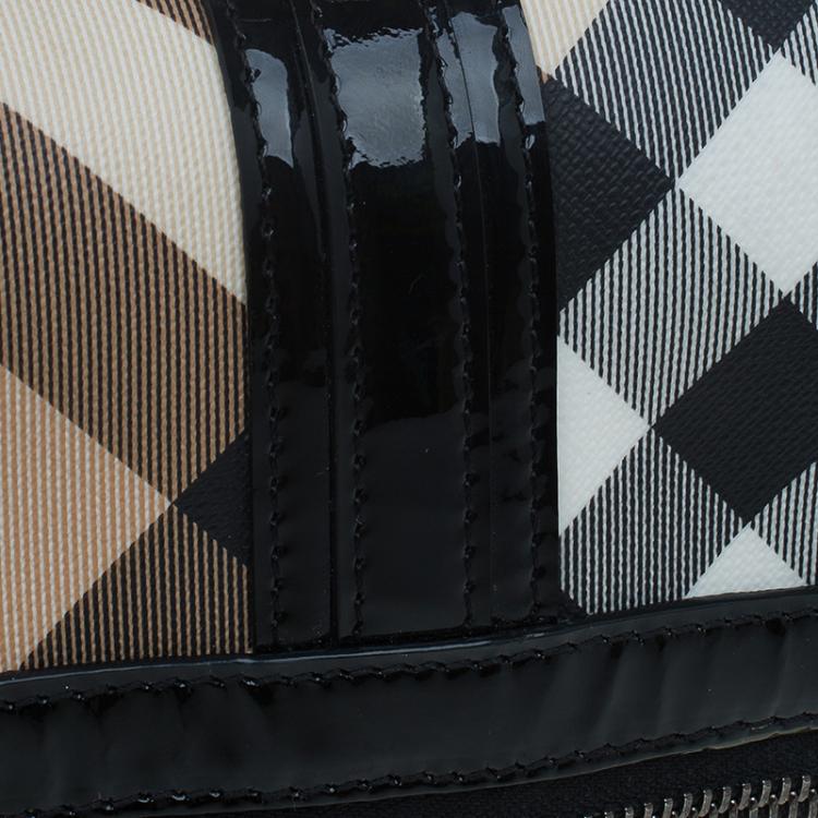 Pre Owned Burberry Black/Beige Nova Check Coated Canvas Foldover Clutch
