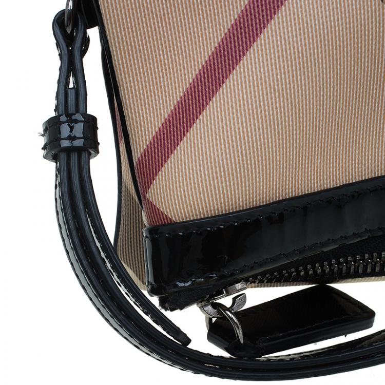 Pre Owned Burberry Black/Beige Nova Check Coated Canvas Foldover Clutch