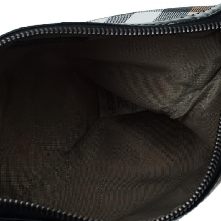Pre Owned Burberry Black/Beige Nova Check Coated Canvas Foldover Clutch