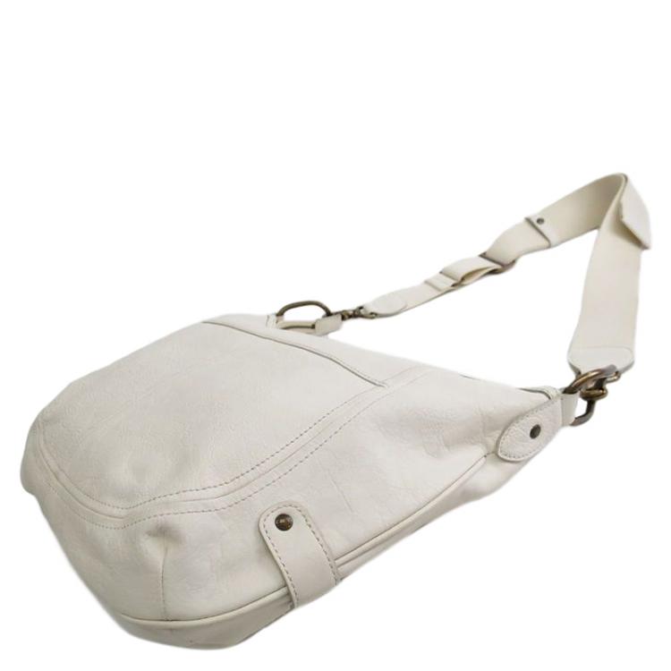 مملوكة مسبقًا Burberry White Leather Messenger Bag