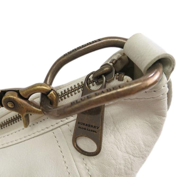 مملوكة مسبقًا Burberry White Leather Messenger Bag