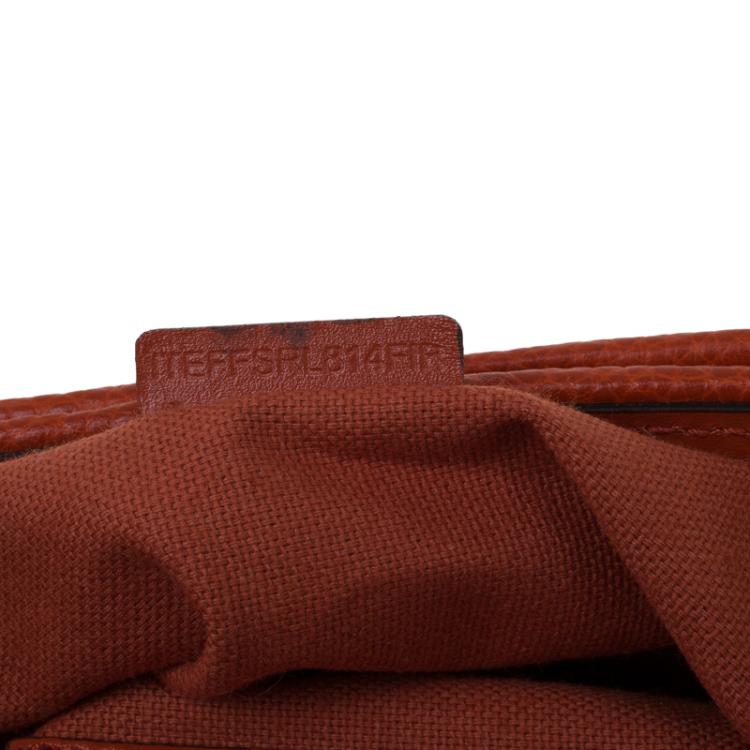 Pre Owned Burberry Beige/Orange Classic Check Coated Canvas Messenger Bag